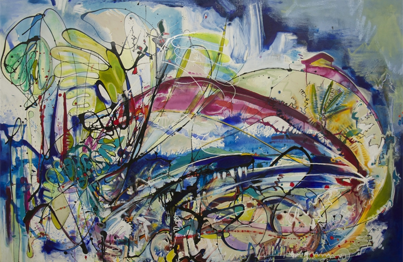 Monstera Leaves with Cabin Views 2011 (sold)
